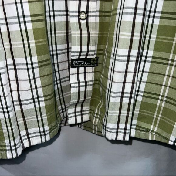 Southpole Men's Button Up Green Plaid Relaxed Fit Shirt 0627 - Picture 6 of 10